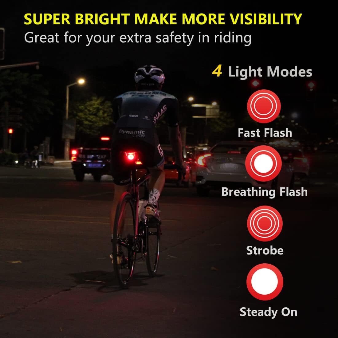 Padonow Smart Bike Tail Light: Auto On/Off Rear Bicycle Flashlight Ultra Bright Back Brake Light High Lumen Daytime Strobe USB Rechargeable Safety Red Led Taillight Waterproof Road Cycling Lights