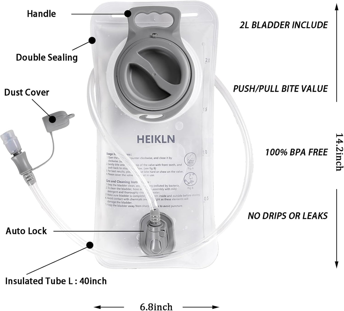 HEIKLN Hydration Backpack,Lightweight Water Backpack with 2L Water Bladder Running Hydration Vest Backpack for Hiking Running Cycling Hiking