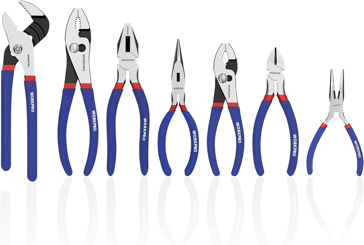 WORKPRO 7-Piece Pliers Set, Pliers Tool Set with Comfort Grip, Blue