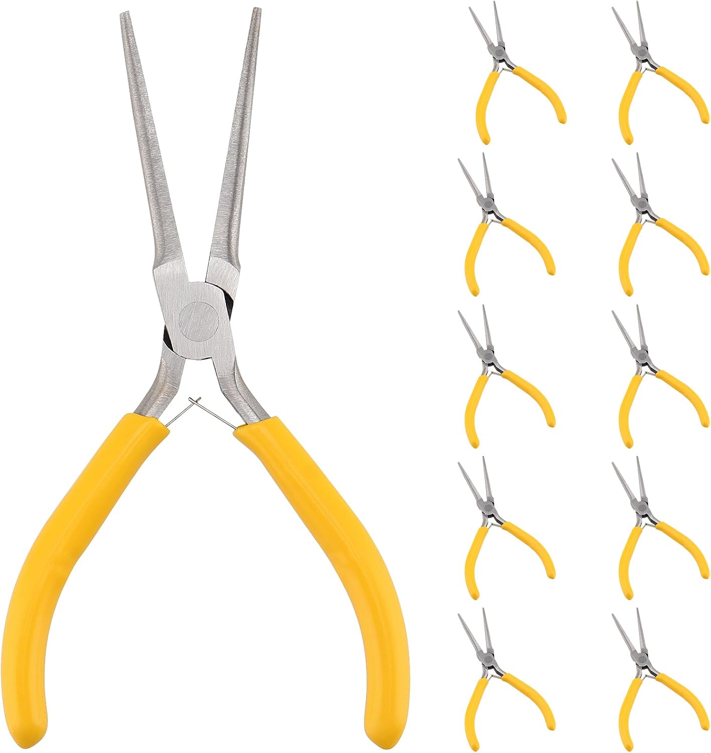 SEUNMUK 8 Pack 6 Inch Long Needle Nose Pliers Set, Precision Long Nose Pliers with Comfort Grip Handles, Extra Long Needle Nose Pliers for Jewelry Making, Bending Wire and Small Object Gripping