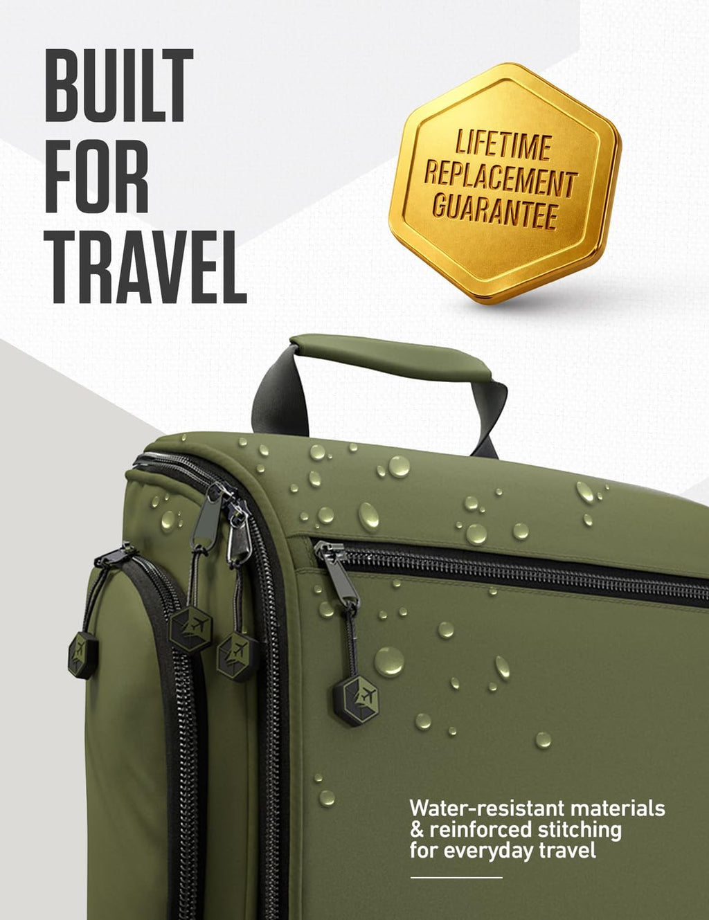 VENTURE 4TH Hanging Travel Toiletry Bag, 18 Compartments - Dark Green