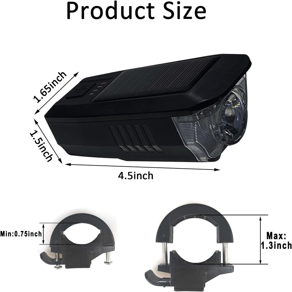 Bike Light, USB Rechargeable Headlight, IPX4 Waterproof, 3 Modes