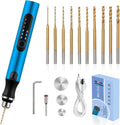 3-Speed Cordless Mini Drill Pen With 10 Small Drill Bits,Rechargeable Electric Hand Drill Pin Vise,Resin Drill Set For Jewelry Making, Resin, Plastic, Wood, Keychains DIY (BLUE)