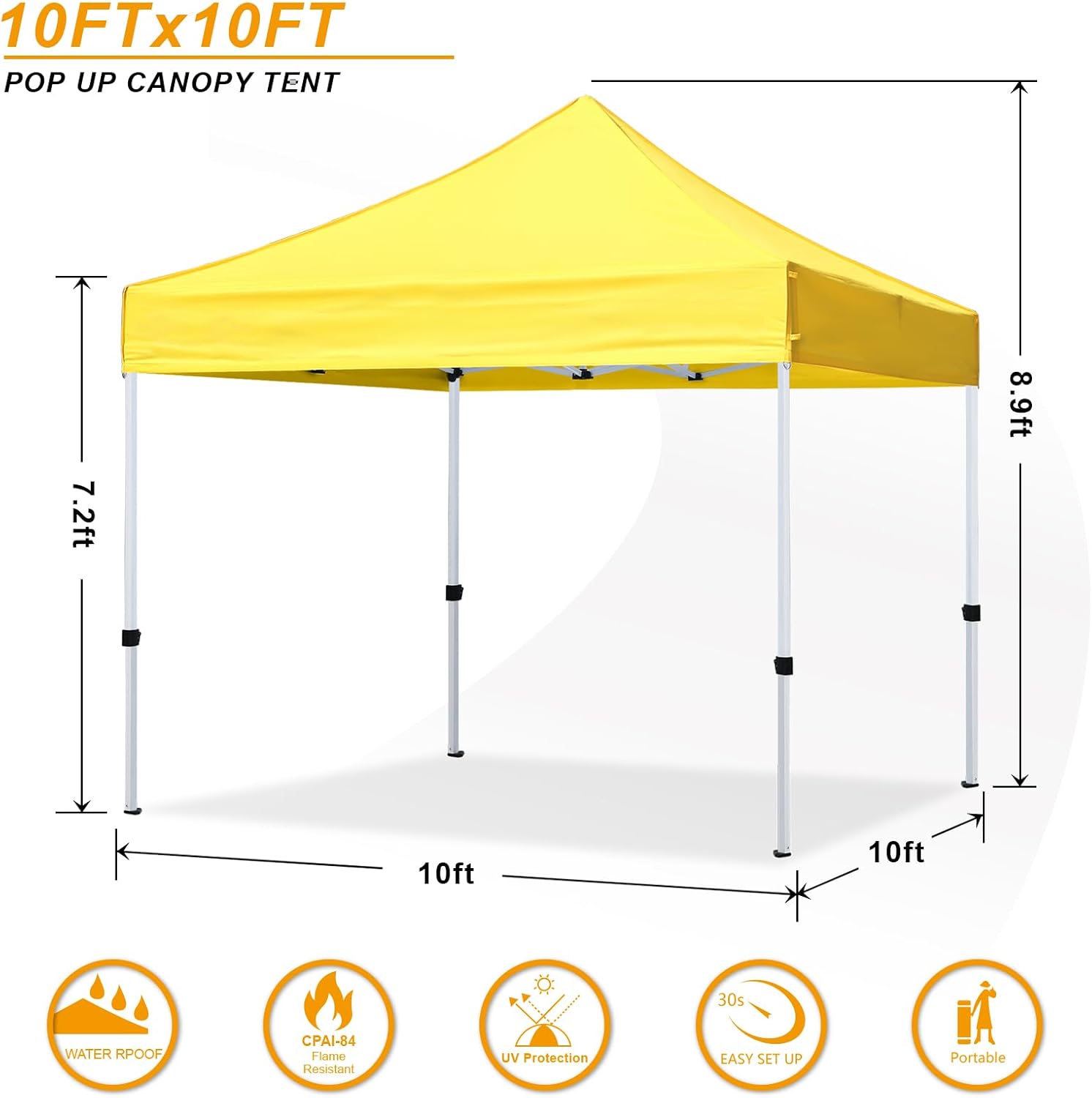 HLong 10x10 Heavy Duty Pop-Up Canopy, Yellow
