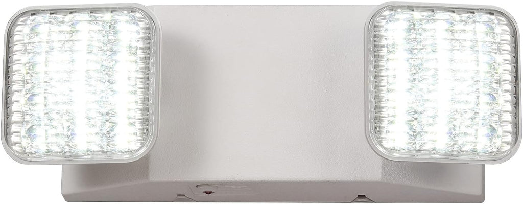 TANLUX LED Emergency Lights with Battery Backup, Two Head Adjustable Commercial Emergency Lights, UL Listed, AC 120/277V, Hardwired Emergency Exit Light Fixtures for Business - 1 Pack(White)