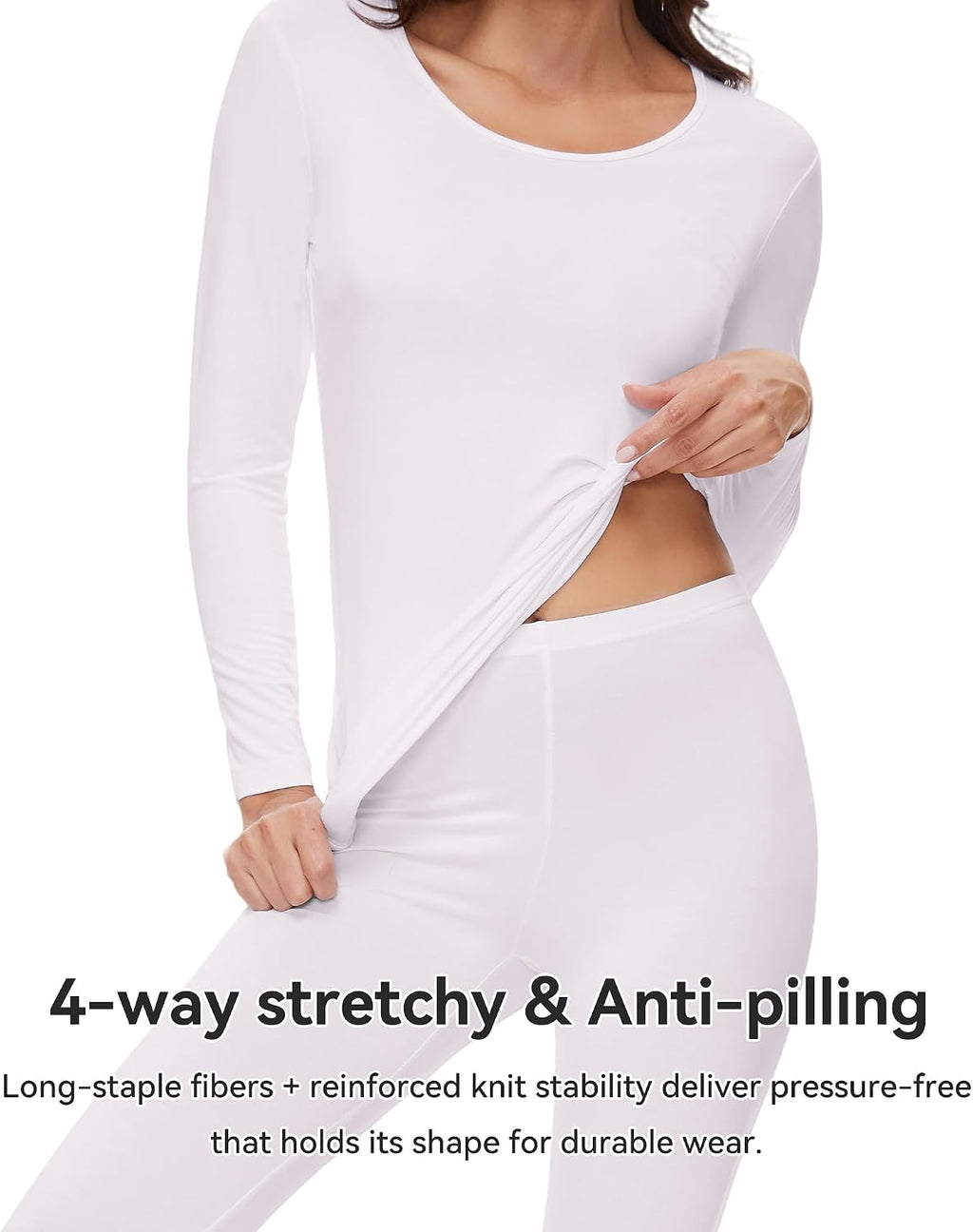 WiWi Soft Underwear for Women Thermal Long Johns Sets Super Warm Base Layer Top Pants Pajamas Set Viscose from Bamboo S-3X