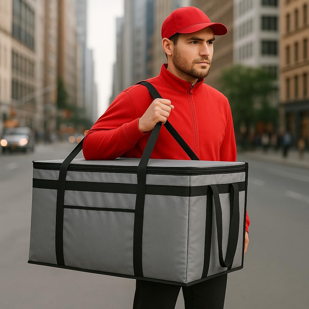 Therma Catering 2 Pack XXXL Gray Insulated Cooler Bags - Keep Food Warm