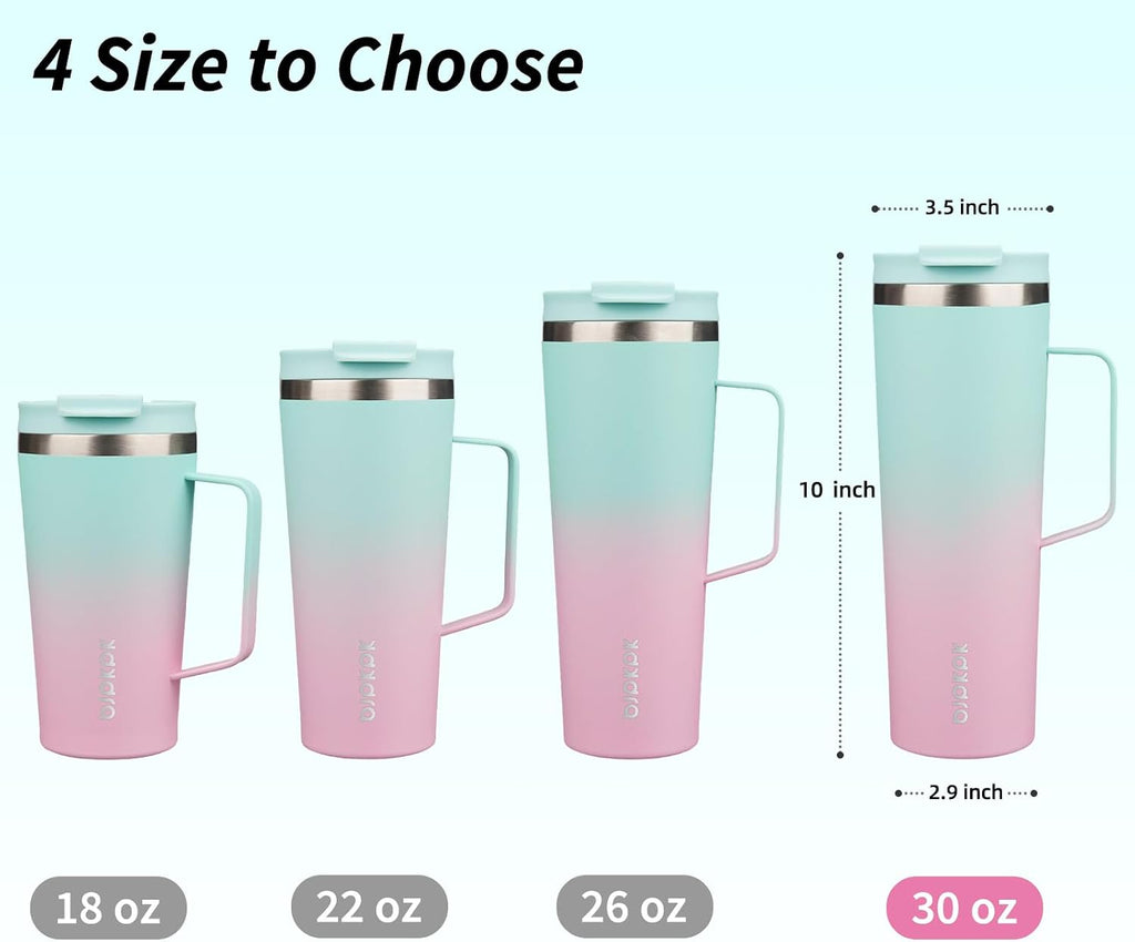 BJPKPK 30oz Insulated Tumbler with Handle, Lid & Straw, Stainless Steel