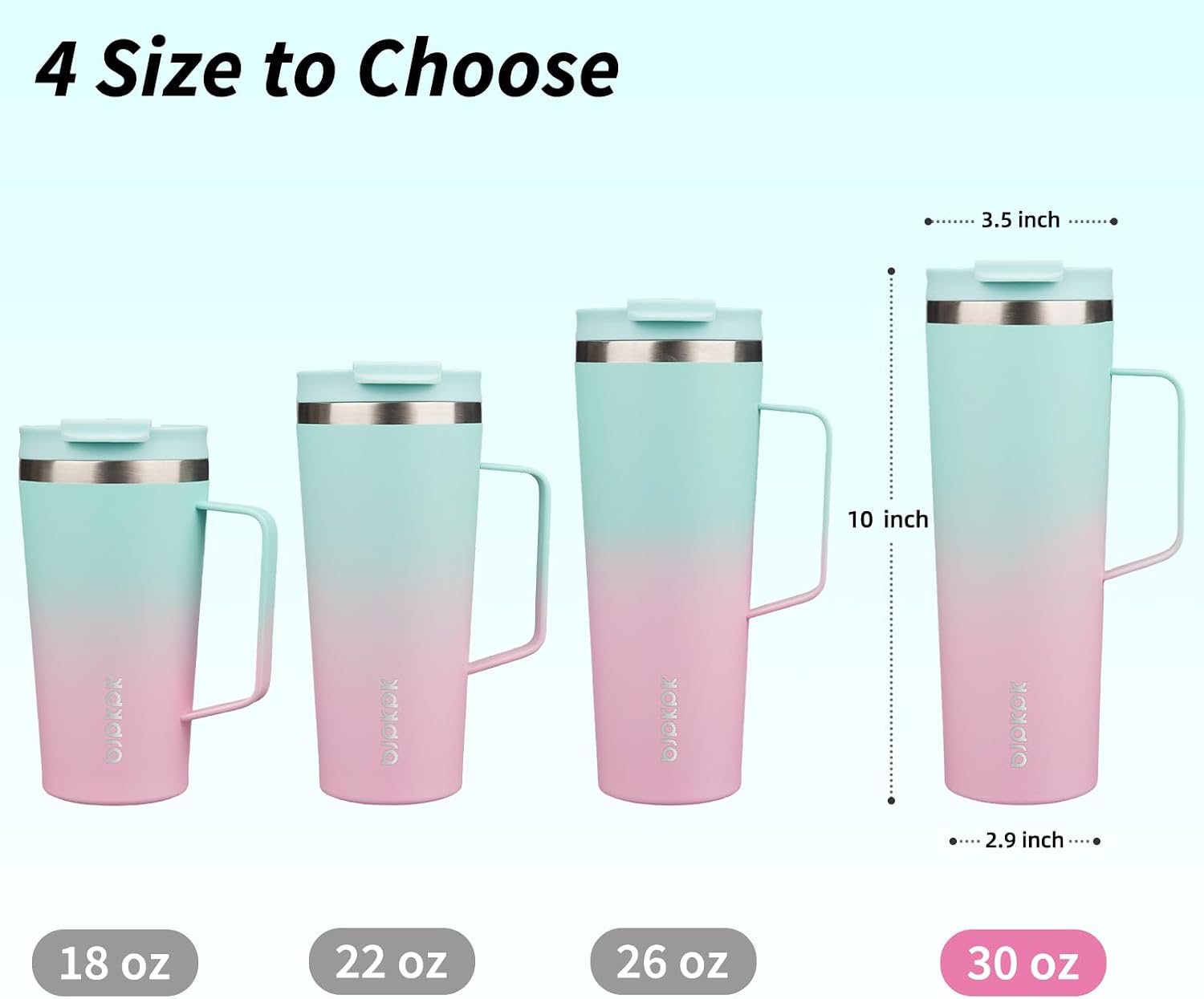 BJPKPK 30oz Insulated Tumbler with Handle, Lid & Straw, Stainless Steel