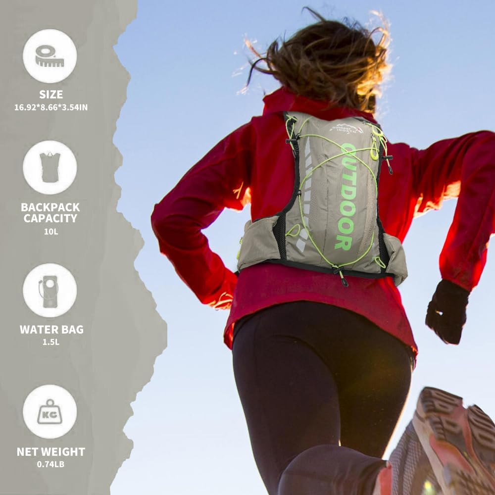 Hydration Pack Backpack, IX INOXTO Running Hydration Vest with 1.5L ( 50 oz) Water Bladder for Men Women, Lightweight Water Backpack for Hiking Cycling Climbing Camping