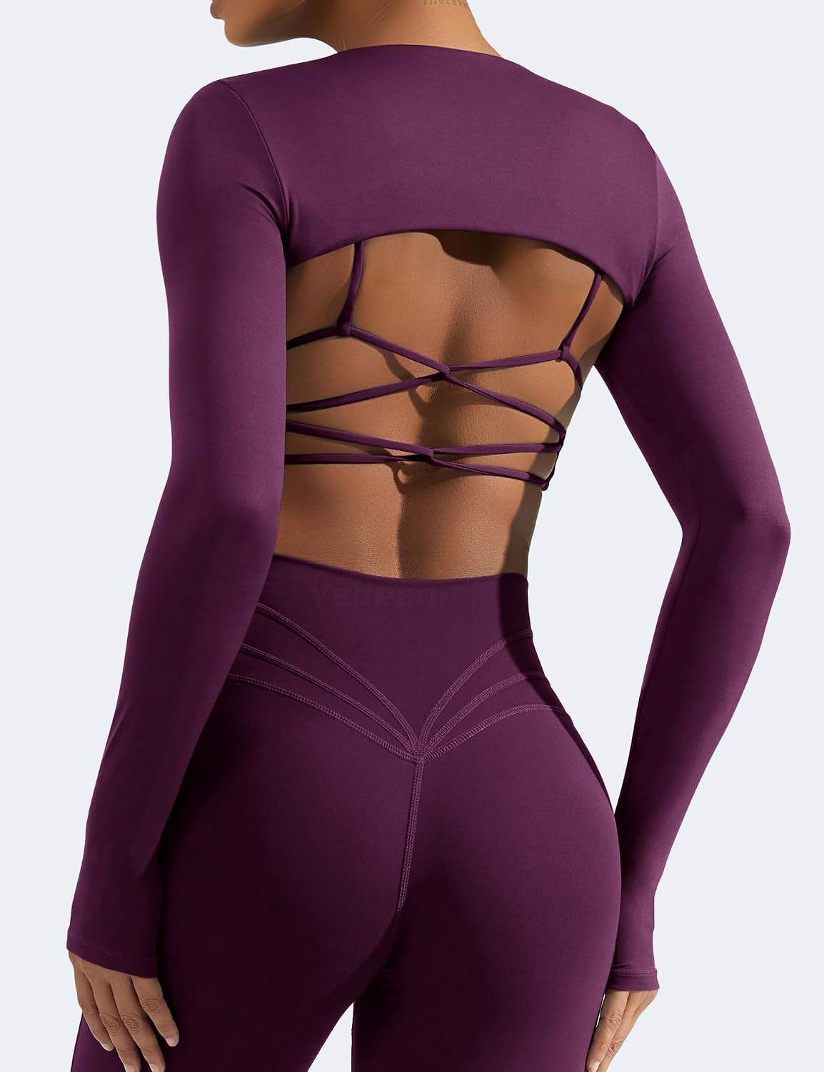 YEOREO Women Crop Top Long Sleeve Bolero Open Front Workout Cropped Shirts Sports Shrug