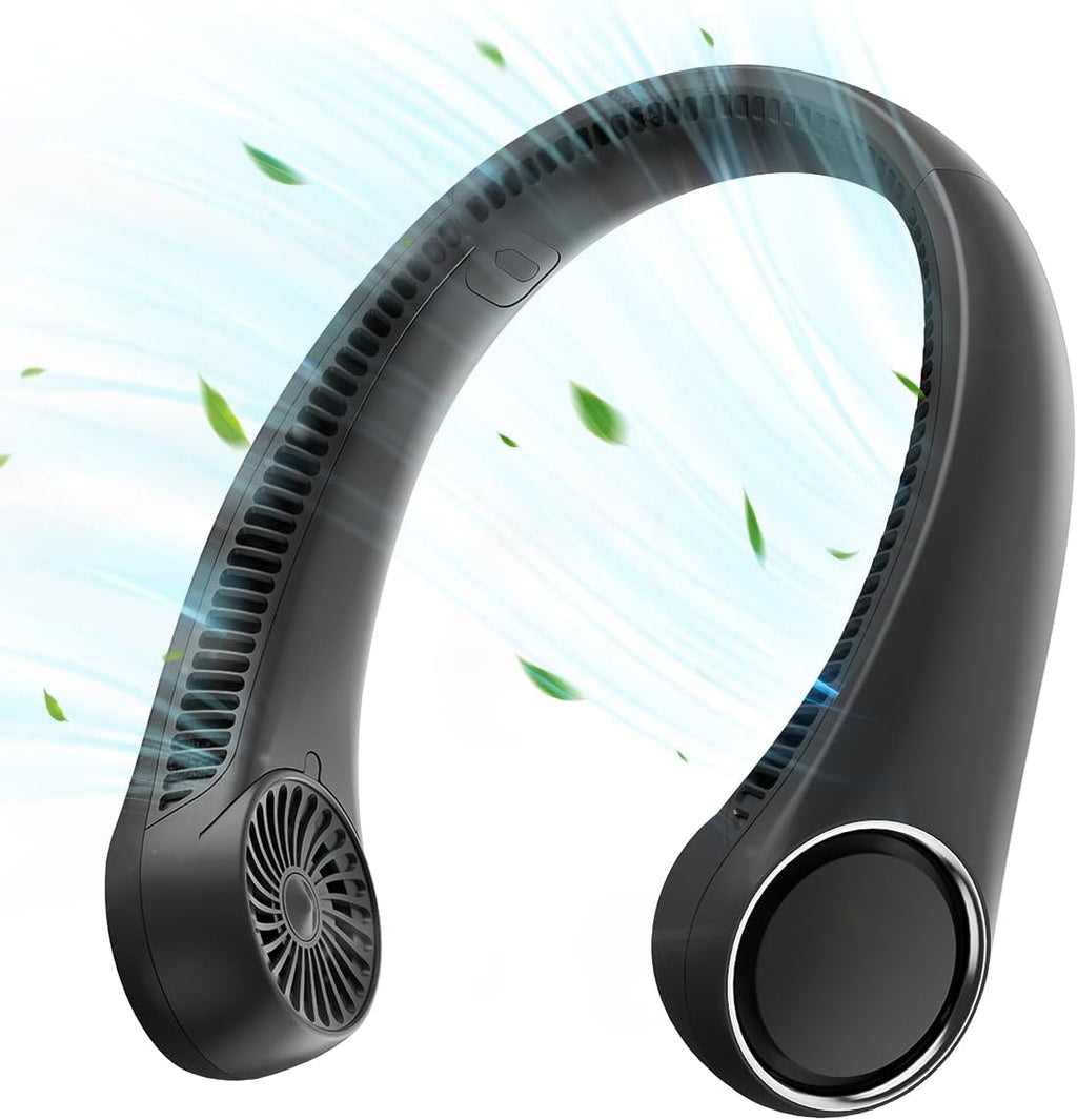 Gaiatop Portable Neck Fan Rechargeable, Hands-Free Cooling, 23.5hrs Runtime | Battery Powered Personal Wearable Fan, Summer Outdoor Travel Essentials, Birthday Gifts for Women Men Teens, Black