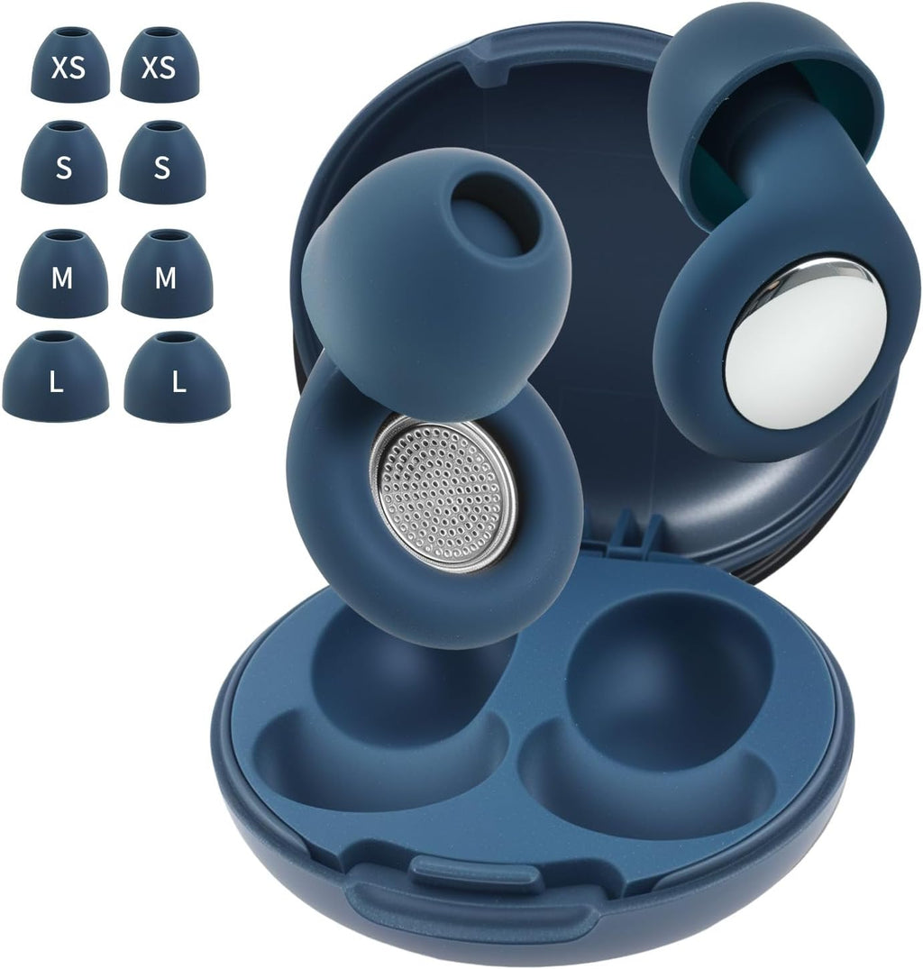 Ear Plugs for Sleeping Noise Reduction, Ultra Soft Silicone Ear Plugs for Side Sleepers, Reusable Sleep Earplugs with 8 Eartips & Travel Case, 30dB Noise Reduction for Snoring, Travel & Focus - Blue