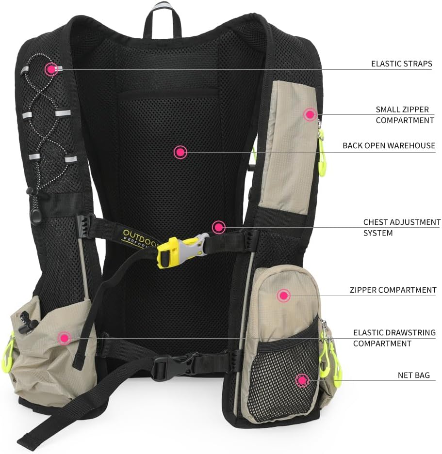 Hydration Pack Backpack, IX INOXTO Running Hydration Vest with 1.5L ( 50 oz) Water Bladder for Men Women, Lightweight Water Backpack for Hiking Cycling Climbing Camping