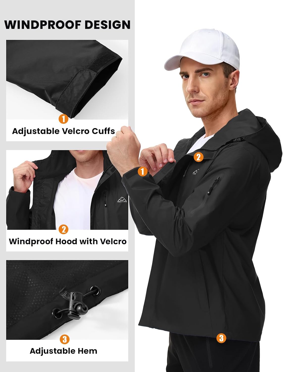 TBMPOY Men's Lightweight Rain Jackets Waterproof Raincoat with Hood