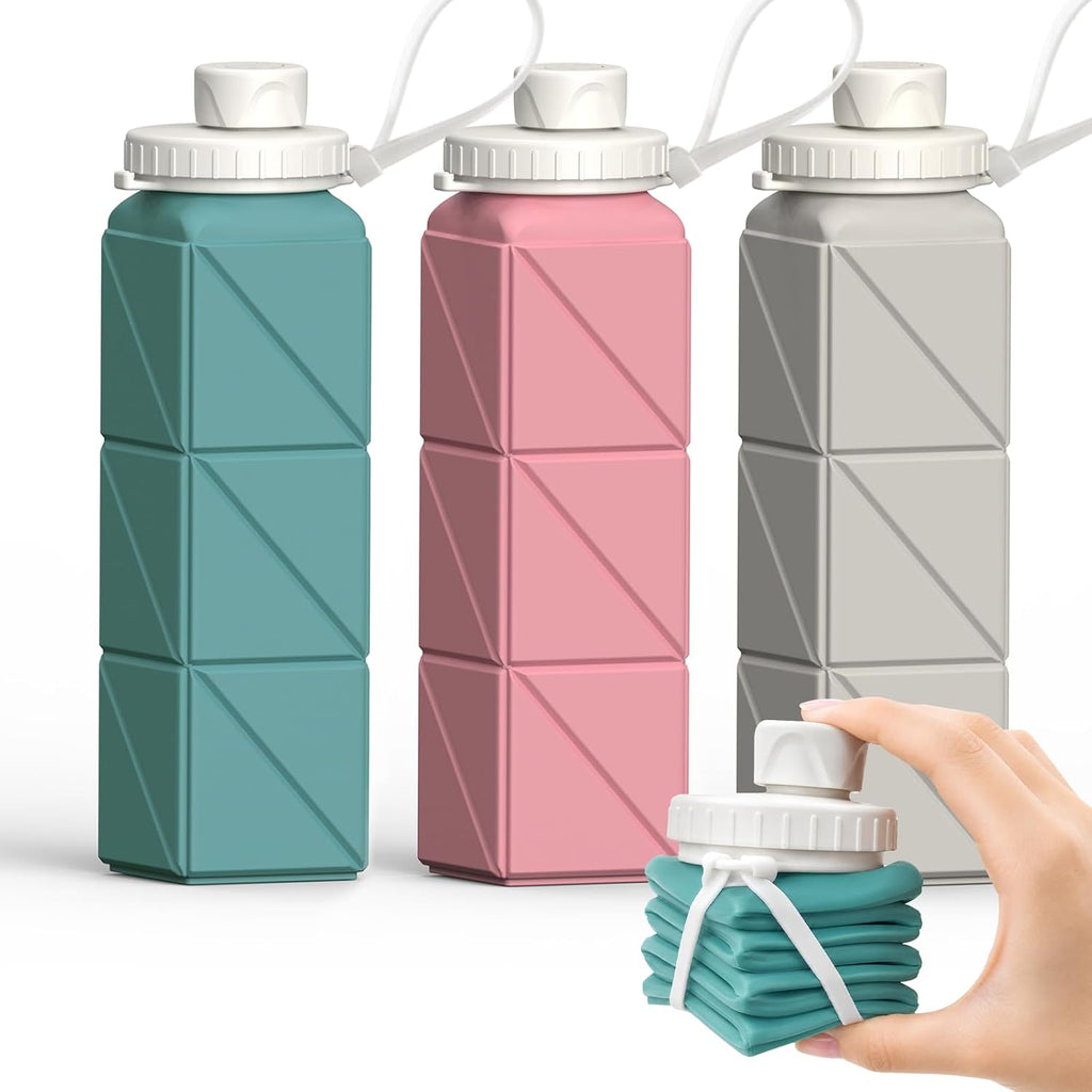 BEAUTAIL Collapsible Water Bottles 21oz/610mL, Silicone Travel Water Bottle