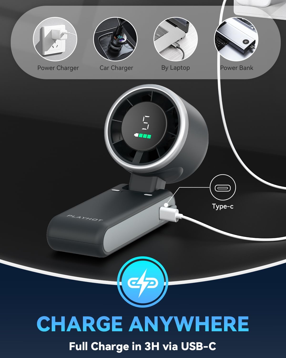 PlayHot Portable Handheld Turbo Fan, Travel Essentials, Gifts for Women/Men