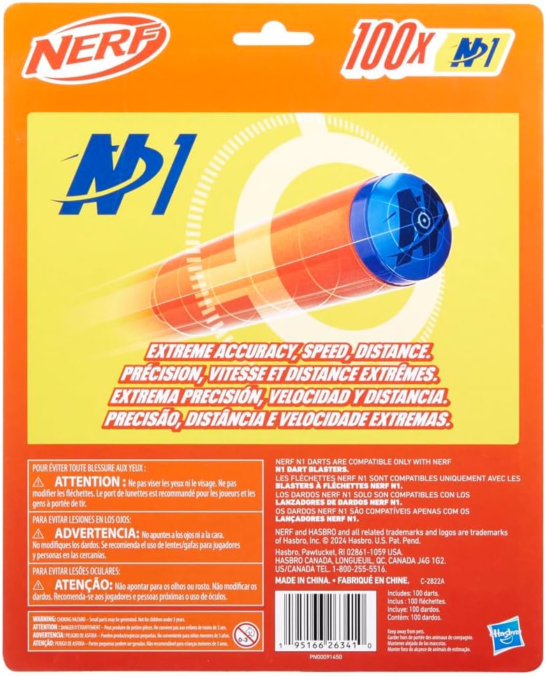 Nerf N Series N1 Darts, Includes 100 Darts, Compatible Only with Nerf N Series Blasters, Outdoor Games, Ages 8+ (Amazon Exclusive)