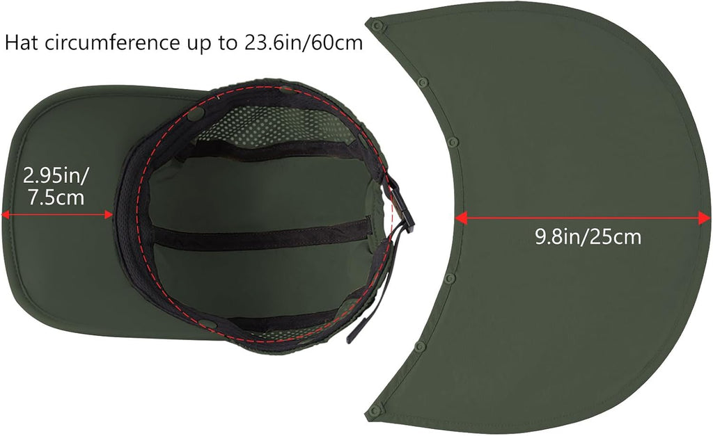 BASSDASH UPF 50+ Fishing Hat, Baseball Cap with Removable Neck Flap