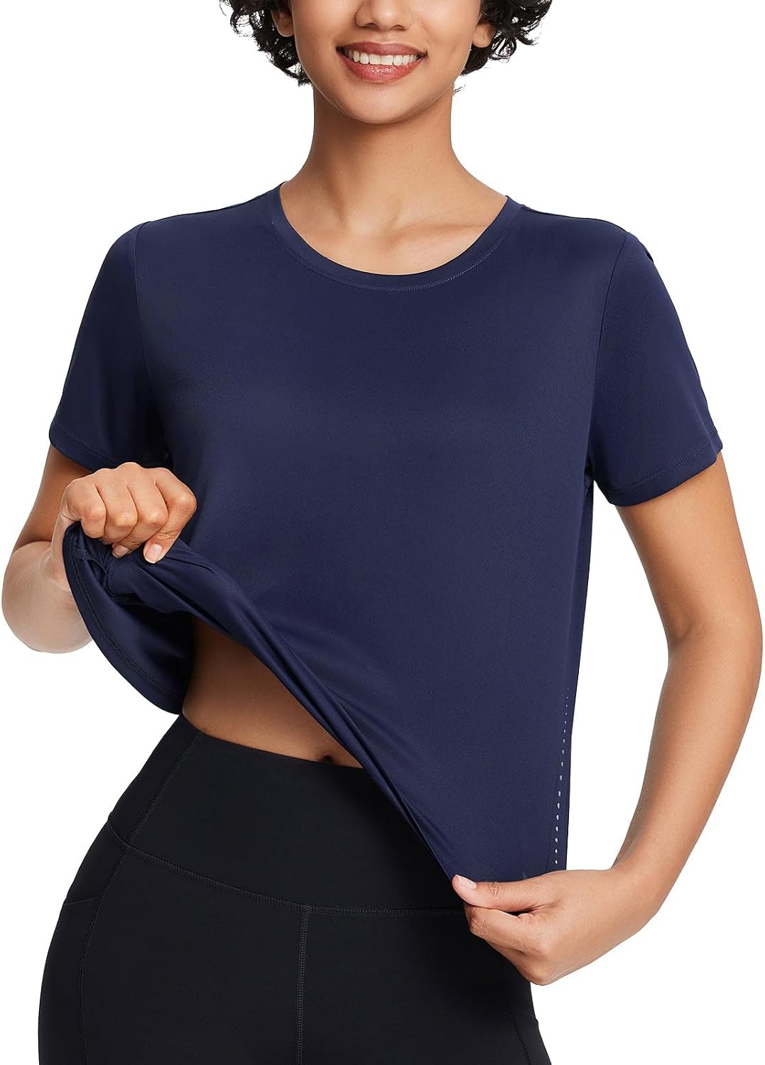 baleaf Women's Athletic Running Shirts Short Sleeve Crop Tops