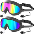 COOLOO Swim Goggles, 2 Pack Wide View Swimming Goggles for Men Women Youth