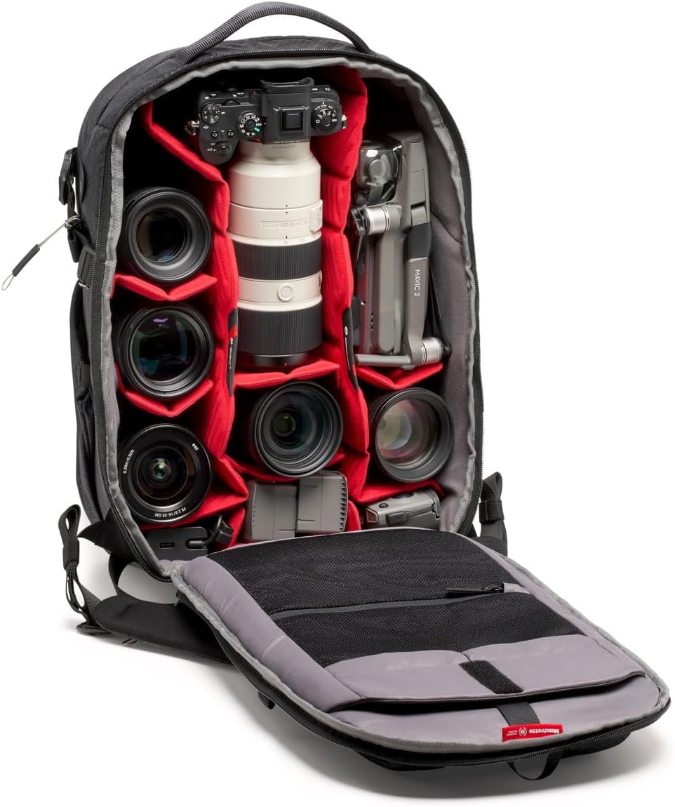 Manfrotto PRO Light Backloader M, Professional Camera Backpack for Cameras, Top and Rear Access, Double Tripod Mount, Padded Backpack with Interchangeable Dividers, Black