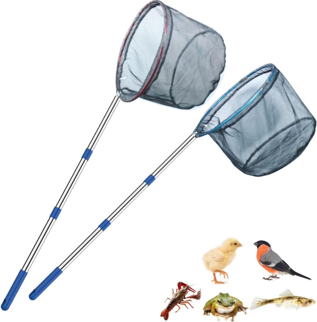 Fishing Net 2 Pack Retractable Lightweight Landing Net with Aluminum Rod Handle Fishing Nets for Youth Catch and Release Butterfly Nets