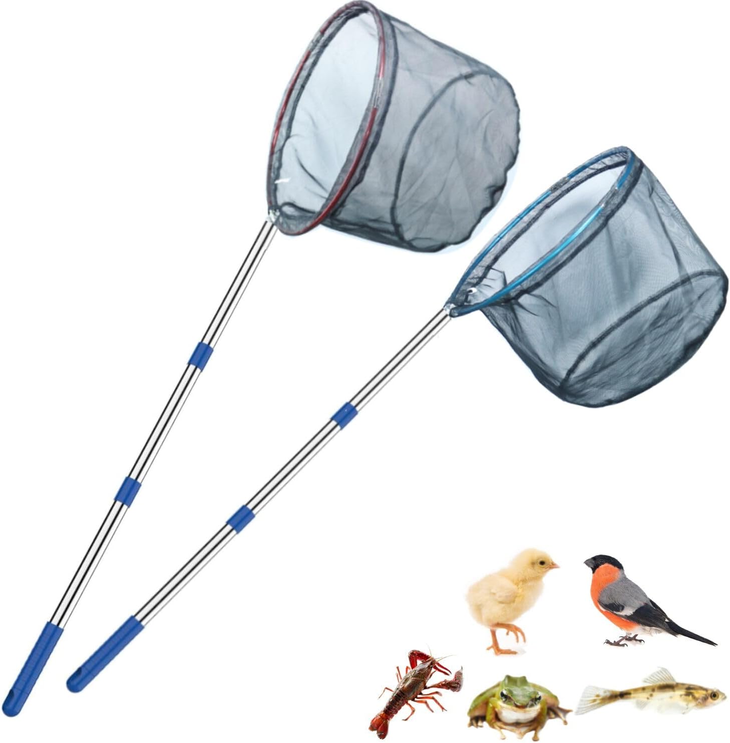 Fishing Net 2 Pack Retractable Lightweight Landing Net with Aluminum Rod Handle Fishing Nets for Youth Catch and Release Butterfly Nets