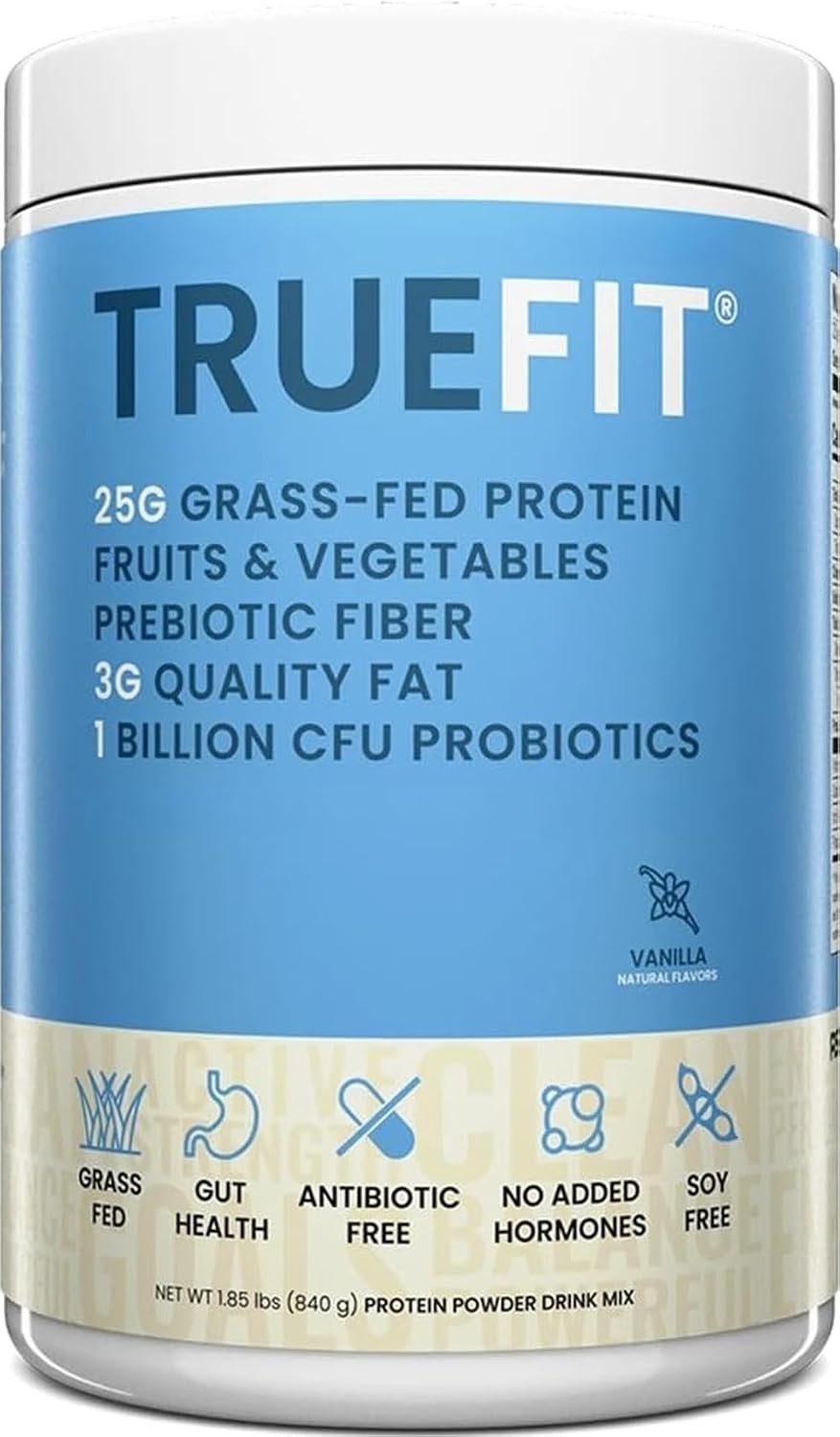 TrueFit Grass-Fed Whey Protein Powder with Fiber for Meal Replacement Shake