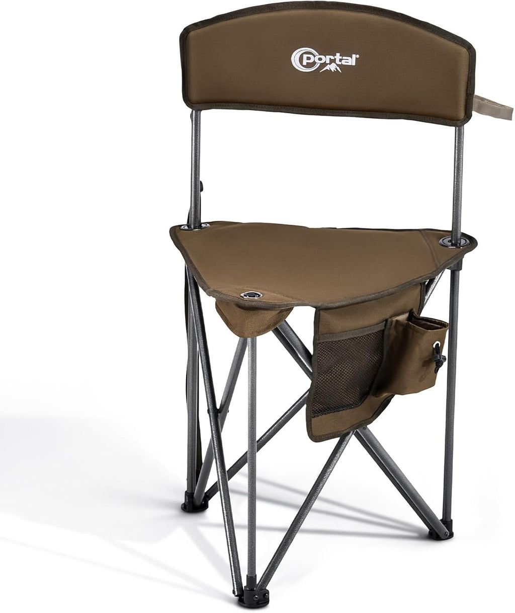 Portal Extra Large Quick Folding Tripod Stool with Backrest Fishing Camping Chair with Carry Strap