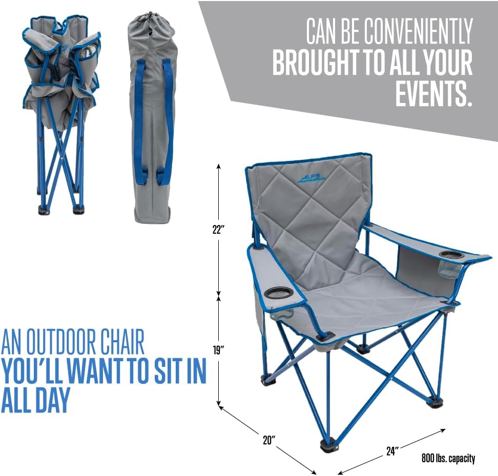 ALPS Mountaineering King Kong Camping Chairs for Adults with Mesh Cup Holders and Pockets, Built Durable and Reliable with Compact Foldable Steel Frame