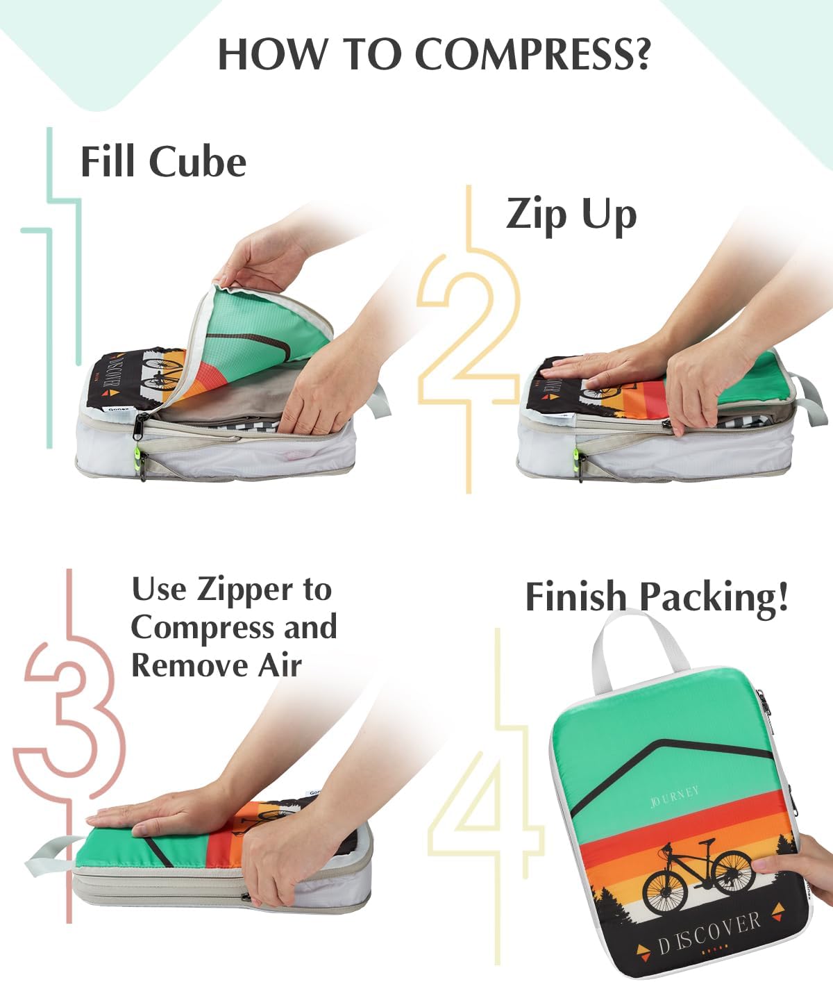 Gonex 6-Piece Compression Packing Cubes with Shoe & Laundry Bags