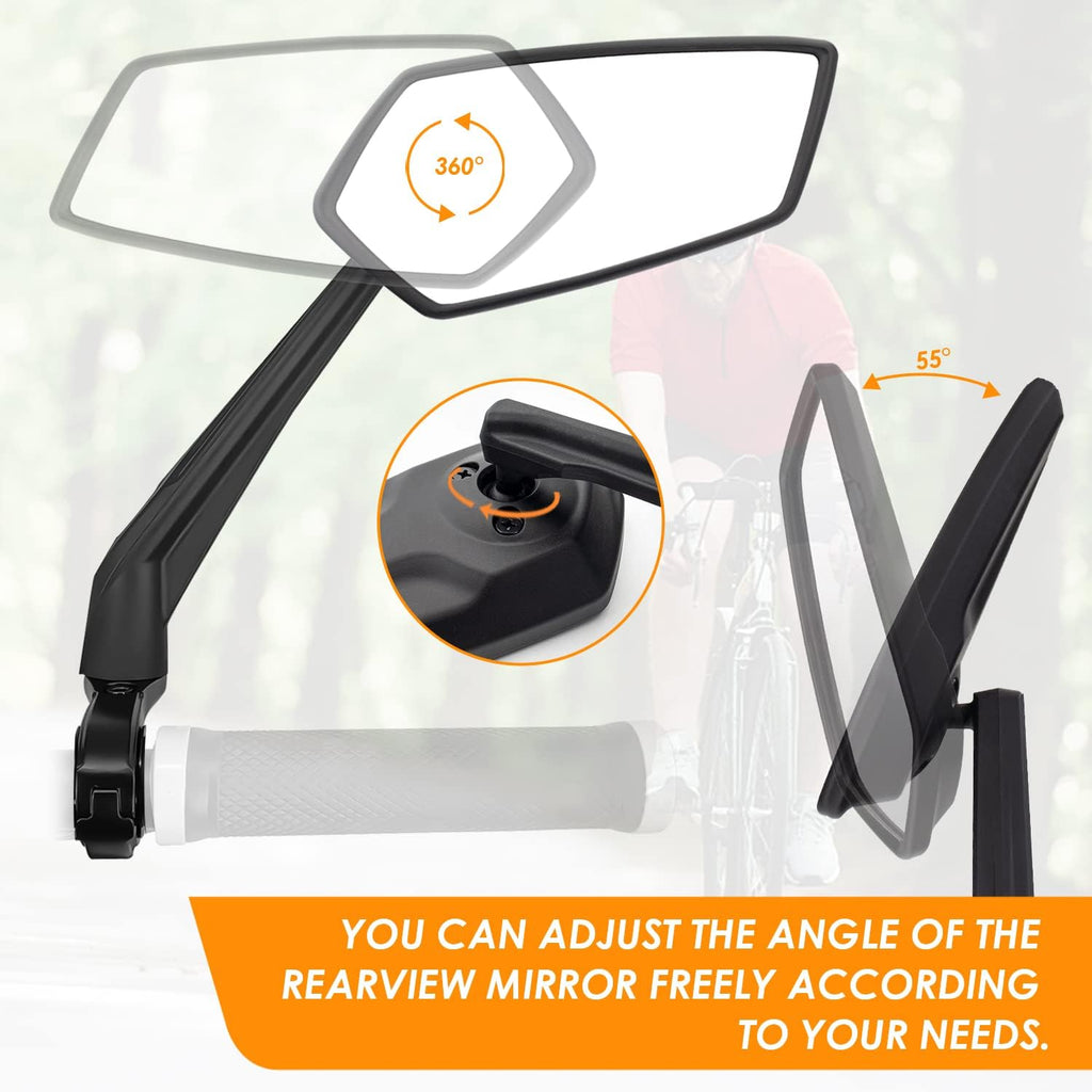 Arkham Bike Mirror for Handlebar Adjustable Bicycle Rear View Mirror 360 Rotatable, HD Glass Bicycle Mirror Shakeproof, Easy Installation,Wide View Angle, Essential Bike Tool for All Bicyclists,Right