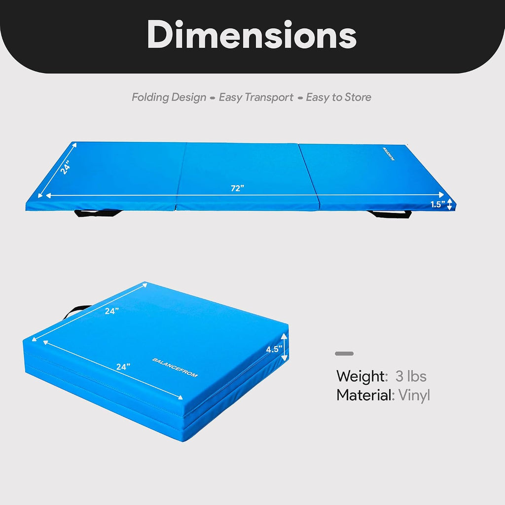 BalanceFrom 6x2 Feet 3-Panel Folding Gymnastics Mat � 1.5-Inch Thick Pad