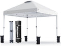 Nazhura 10' x 10' Pop Up Canopy Tent with Sand Weight Bag, Freestanding Sun Shelter for Picnic and Camping, One Person Setup and Height Adjustable (White)