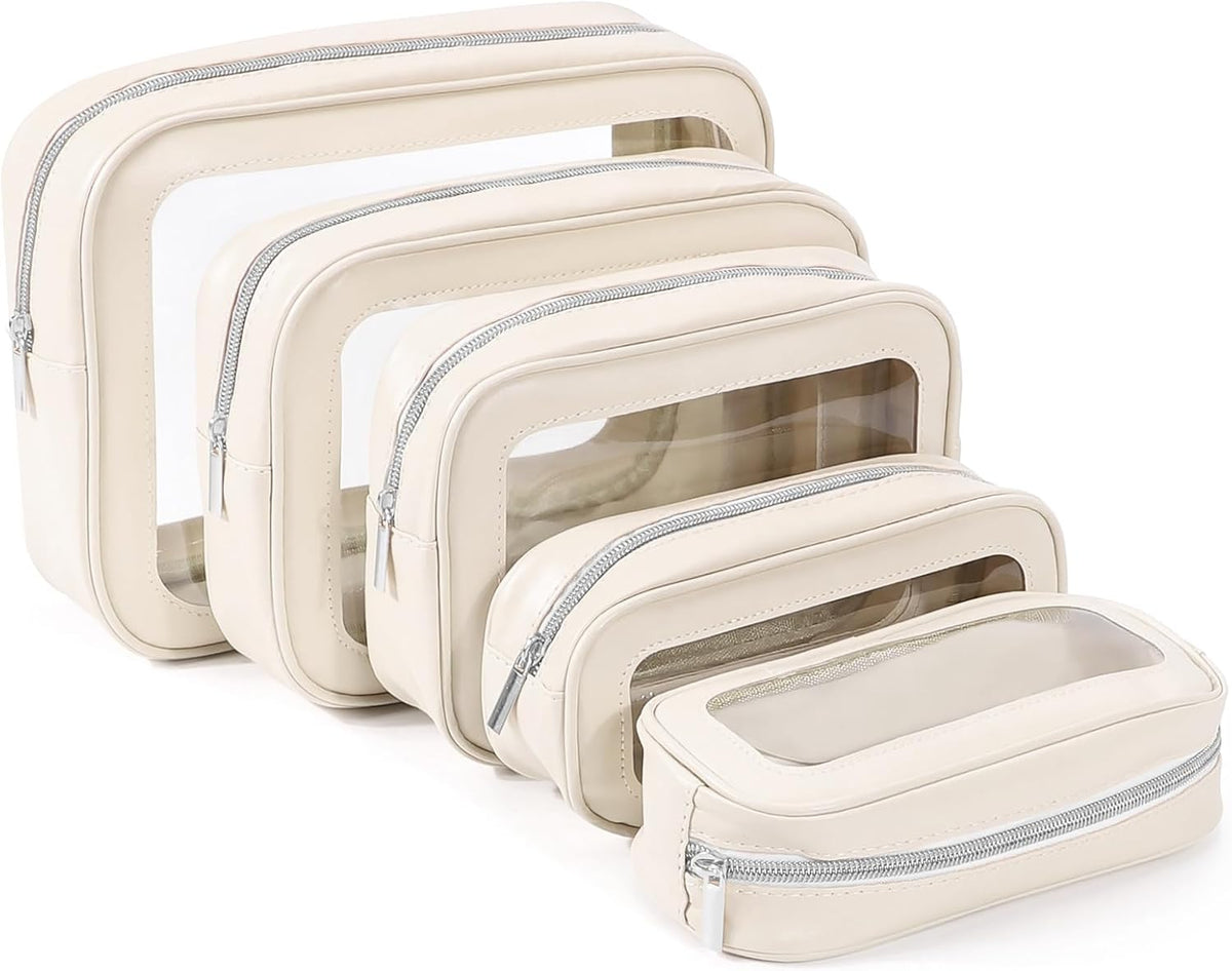 YOPCDJ 5PCS Diaper Bag Organizer Pouch Set, TSA Approved Toiletry Bag，Clear Waterproof TPU Makeup Bag Set Travel Organizer Bags for Women and Kids
