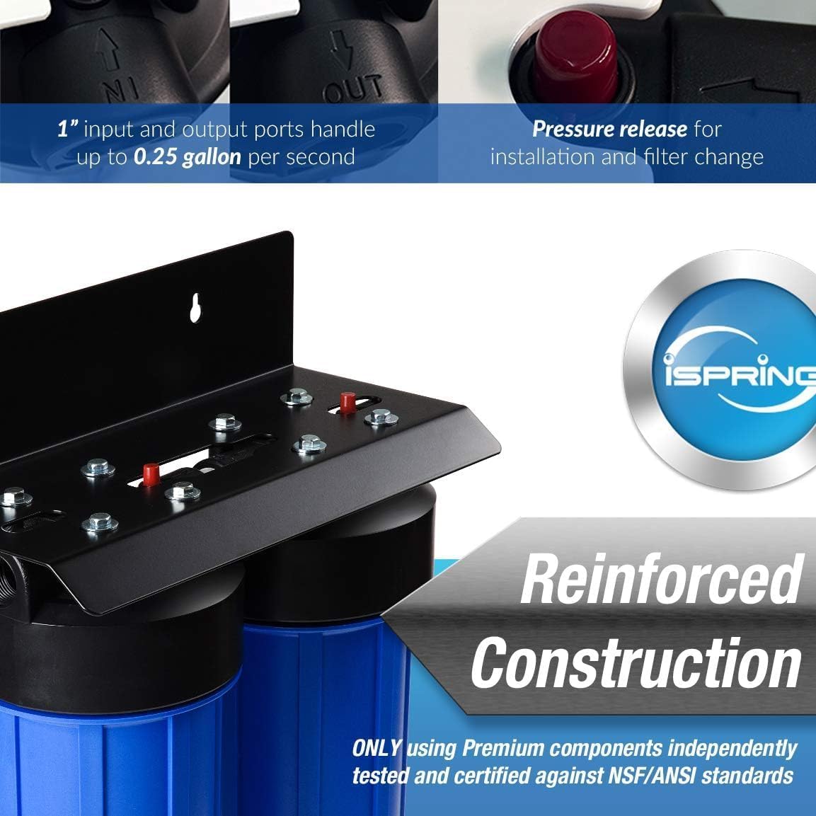 iSpring WGB21B 2-Stage Whole House Water Filtration System, 50000 Gallons
