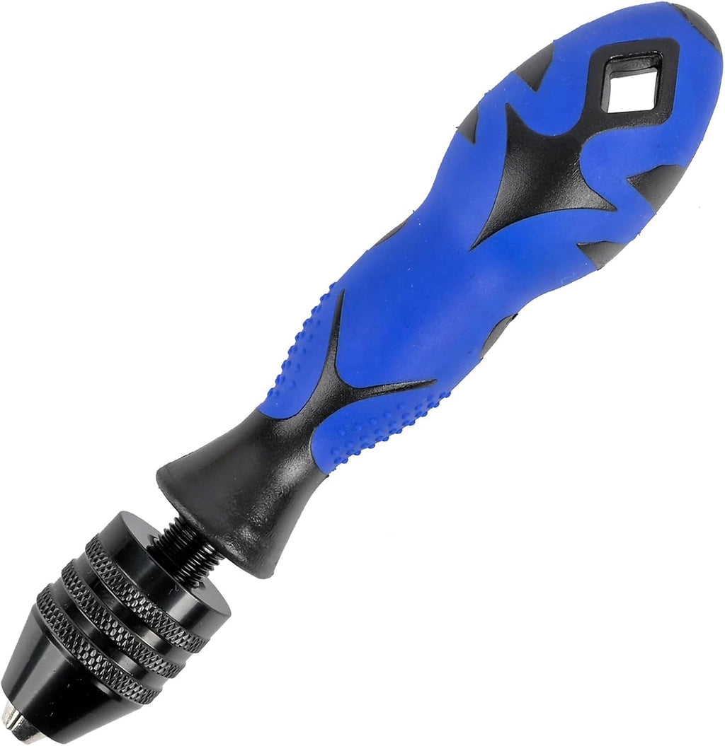 Hand Vise Hand Drill Manual Adjustable Pin Vise 0.8~6.5mm with 13 Pcs Drill Bits HSS Twist Drill Bits Set(0.8mm-6.5mm) for Wood, Jewelry, Plastic, Beads Etc