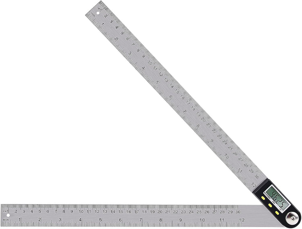 Yanguotool Digital Angle Ruler: 300mm/12-Inch Protractor Finder with Stainless Steel Ruler, Ideal for Woodworking, Construction, Level Measuring