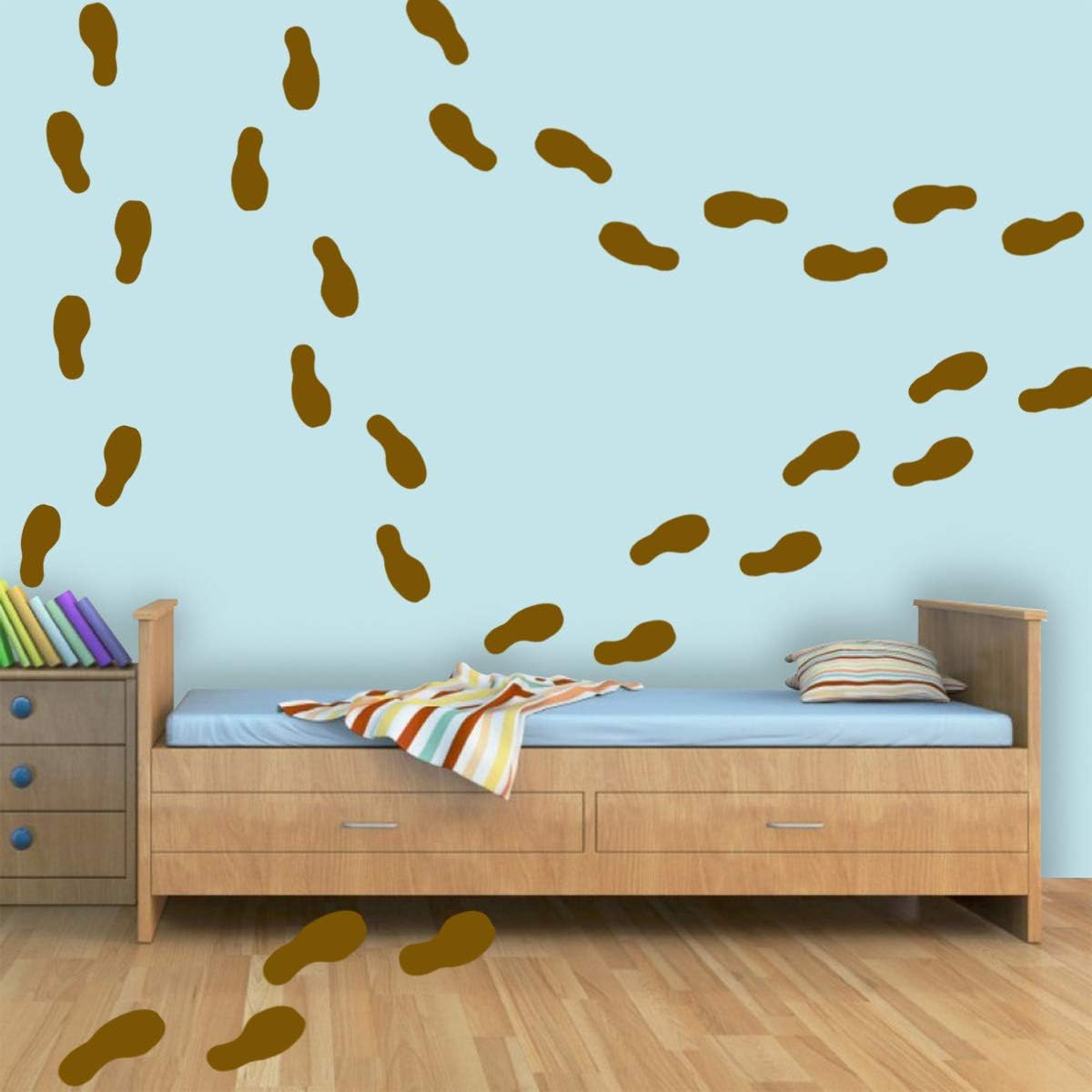 VWAQ Shoe Print Footprint Vinyl Decals - Peel and Stick Floor or Wall Stickers - 32 PCS (Brown)