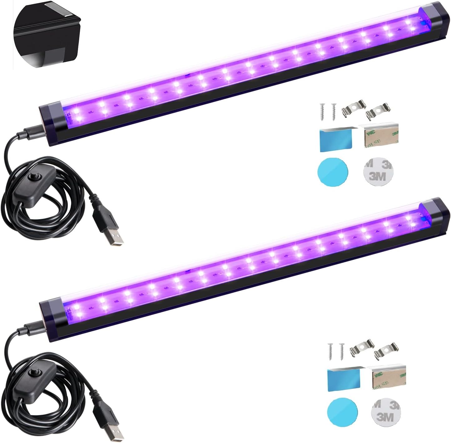 UV Black Light Bar 1ft LED Blacklight Strip Lights for Fluorescent Tapestry