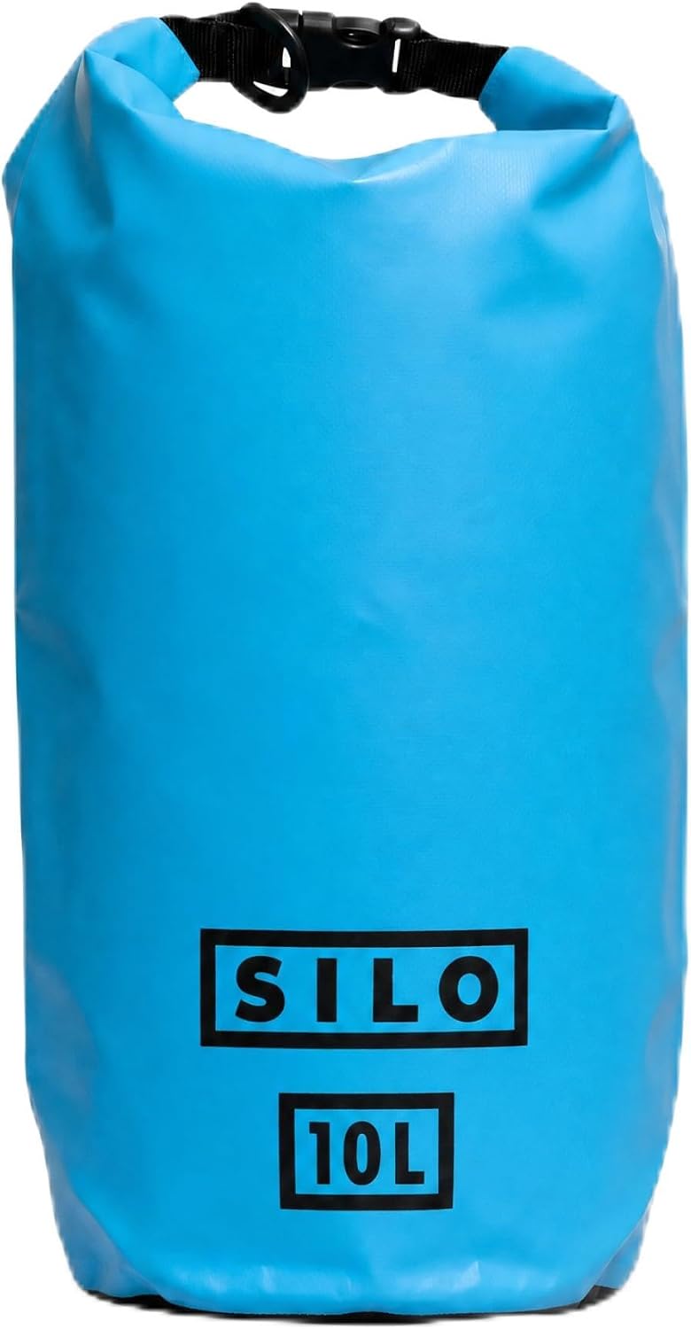 SILO Dry Drop 10L Waterproof Dry Bag - Ultralight Roll-Top Gear Bag for Trail Running, Ultramarathon Crew Drop, Kayaking, SUP, Hiking, Camping, Beach - 500D PVC, Shoulder Strap Grey