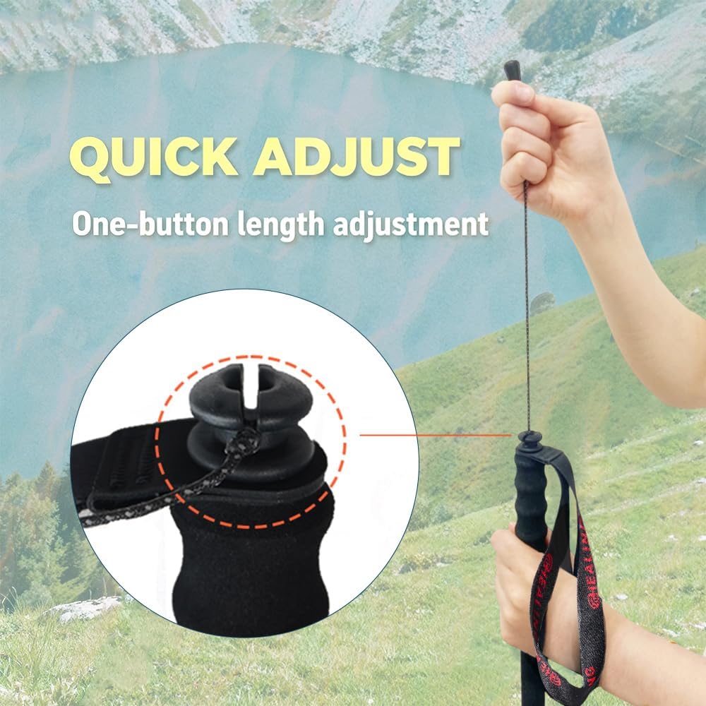 2pc High Strength 5-Section Foldable Carbon Fiber Trekking Poles - 115g/125g/130g, Compact Hiking Staff for Men & Women, Ideal for Hiking, Trekking, Mountaineering & Backpacking