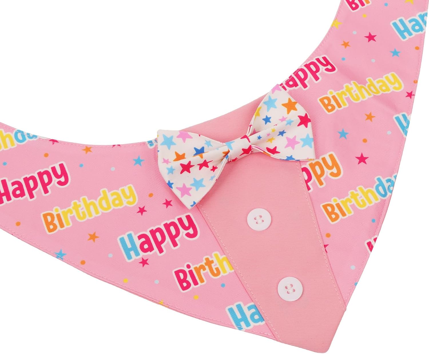 PTDECOR Birthday Dog Tuxedo, Pink Dog Collar Costumes with Bowtie, M