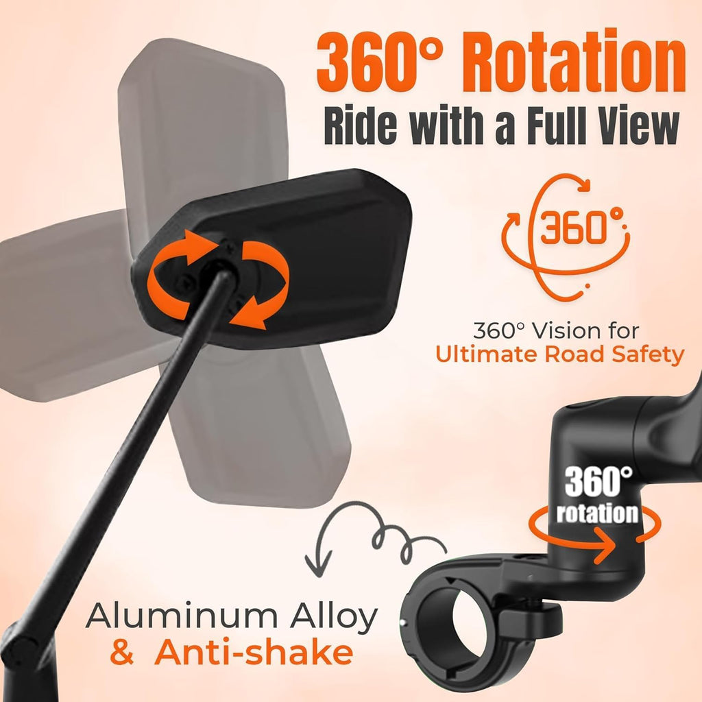 Xnito Handlebar Bike Mirror 1-Pcs, Large HD Field Of Vision, Aluminum Alloy Bike Mirror Handlebar Mount, Adjustable and Rotatable, Anti-shake Bicycle Rear View Mirror, Ebike accessories (Right)
