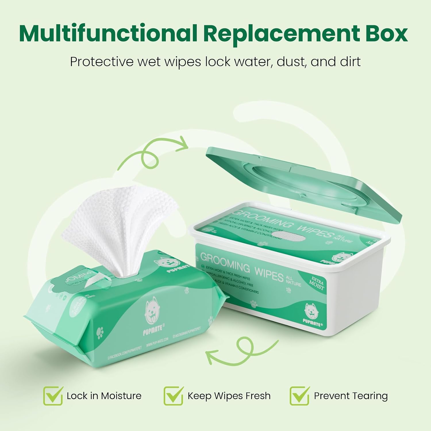 Pet Wipes for Dogs & Cats, Extra Moist & Thick Grooming Puppy Wipes with 100 Fresh Counts, Aloe Vera/Nature