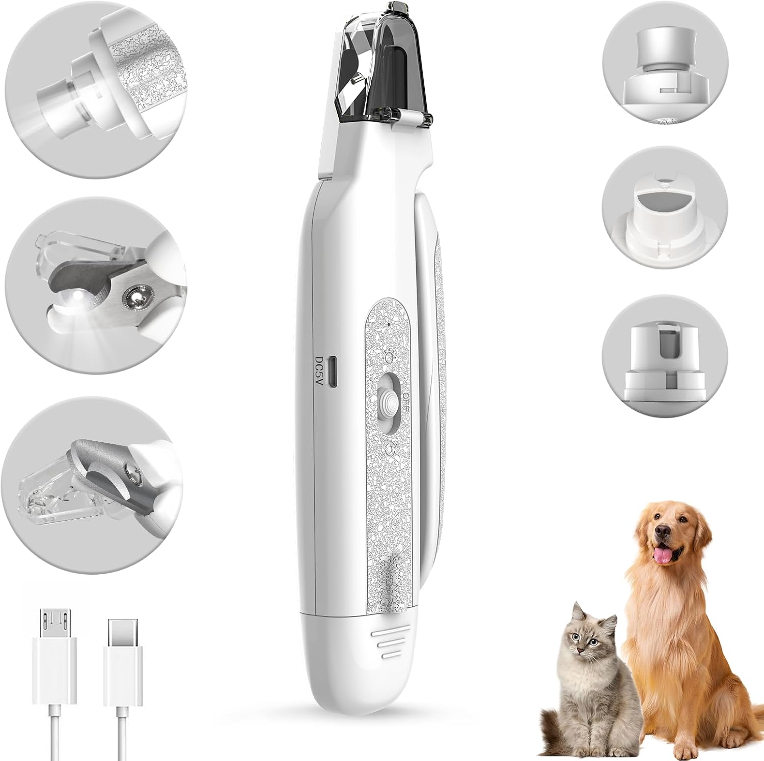 CATPICK 2-in-1 Cat & Dog Nail Clippers with Grinder and Dual LED Lights