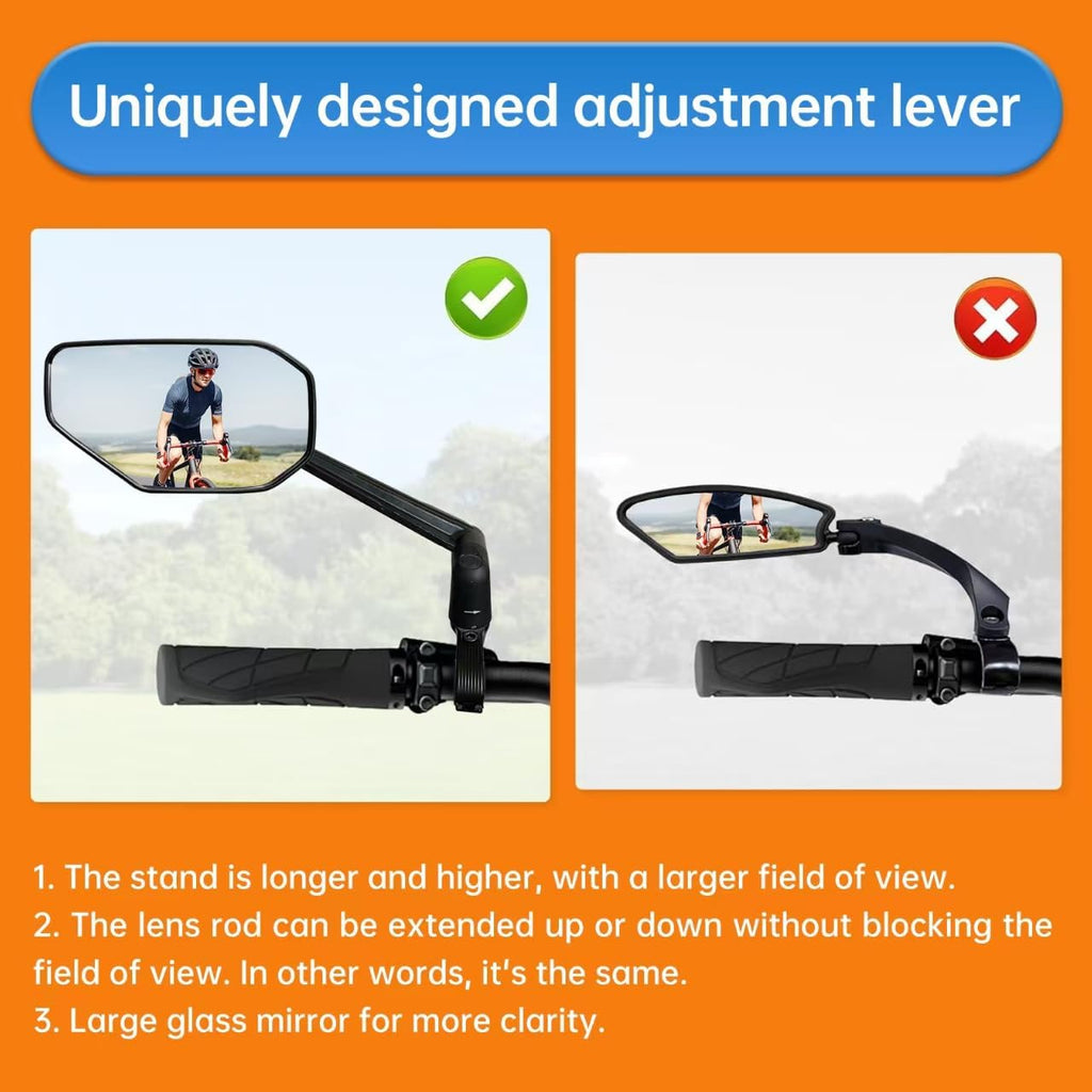 2PCS Foldable Bike Mirror Handlebar 360° Bar End