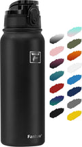 Fanhaw 20oz Insulated Water Bottle with Anti-dust Chug Lid, Black
