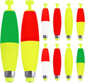 Weighted Fishing Bobbers 10-Pack - Slip Bobbers for Catfish, Panfish with Spring-Loaded Clip & Bottom Weight | 3 Sizes & 5 Multi-Color Styles (EVA Foam Floats)